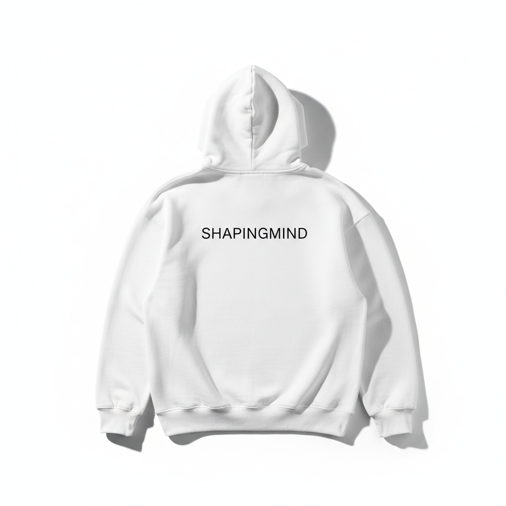 Shapingmind vit hoodie baksida